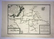 PARIS PUBLIC FOUNTAINS 1716 FRANCE NICOLAS DE FER  ANTIQUE PLAN 18TH CENTURY