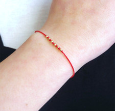 Bracelet tatouage superposables tressé ultra-fin corde ciré perles or / argent