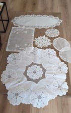  Lot de 7 Napperons Anciens. Fait Main 