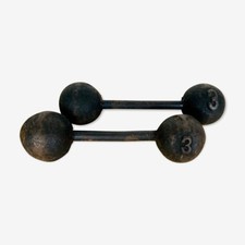 Paire d'haltères 3 kg en fonte vintage musculation sport déco