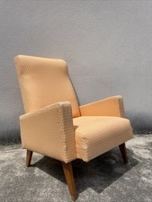 Gilbert STEINER Fauteuil circa 1950 Tissu Orangé Assez Bel État Rare !