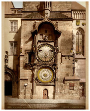 Česko, Praha, Astronomische Klok  photochromie, vintage photochrome  23x18,5