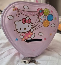 Tirelire coeur hello kitty avec cadenas et clefs
