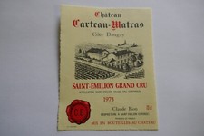 étiquette ancienne 1973 Château CARTEAU-MATRAS SAINT-EMILION