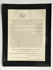 PORET Marquis de Civille FAIRE PART Vavasseur Valdailly Piperey Raffalli 1901