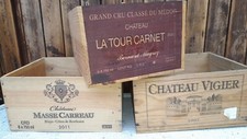 CAISSES A VIN VIDES POUR 6 BOUTEILLES CHATEAU TOUR CARNET, VIGIER, MASSE CARREAU