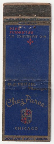 Matchbook cover chez paree - -,