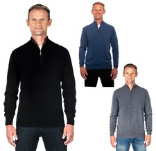 Ugholin Pull Homme 100% Cachemire Col Zippé Camionneur 
