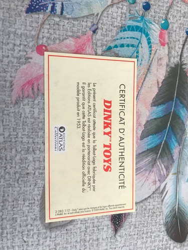 Dinky toys atlas certificat - dinky,