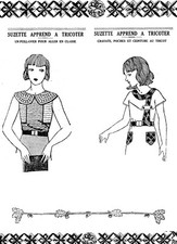 Suzette apprend à tricoter 1932 - pull-over cravate - poche - tricot patron 779