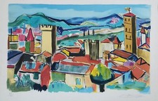 François Desnoyer lithographie "Le Village" signée numérotée 