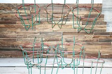 Porte-plante en métal rouge et vert recouvert  à suspendre, décoration murale