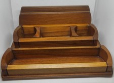 ORGANISATEUR DE BUREAU VINTAGE EN BOIS MASSIF DES ANNÉES 1950