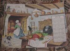 vintage torchon calendrier  1972 decor interieur ancienne maison cuisine