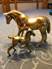JUMENT&POULAIN-MARE&FOAL-LAITON BRASS BRONZE  MASSIF-MADE ENGLAND 1970--NEUFS