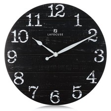 Horloge Murale Bois Silencieuse Retro, Rustique Vintage Pendule Murale Noir, ...