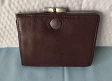 ancien porte monnaie portefeuille en cuir marron vintage