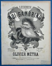 OPÉRETTE VEILLEUR DE NUIT PARTITION LÉGENDE ROI GAMBRINUS MÉTRA 1870 DURANDEAU