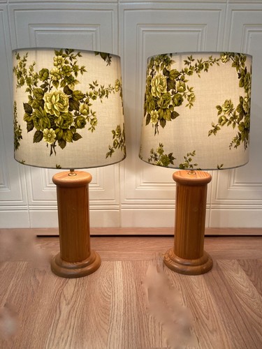 Paire grandes lampes - paire, pin