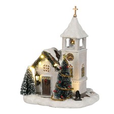 LuVille Village de Noël Miniature Église suédoise Kyrka - L14 x H20 cm