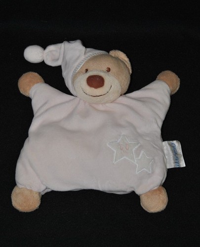 Doudou ours semi plat rose