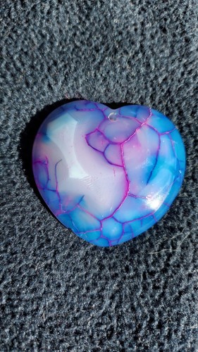 Pendentif coeur agate - pendentif, bleu
