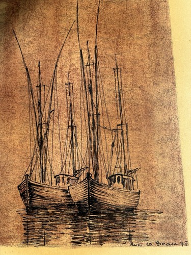 Tableau encadré encre - tableau, marine