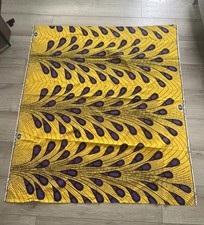 Tissu Wax Pagne Jaune Et Violet Motifs Plumes De Paon