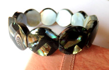Bracelet Abalone , de formes rondes 18mm–extensible large de 18mm-