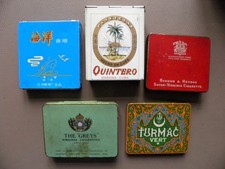 Joli lot de 5 boites à cigares ou cigarettes anciennes en tôle