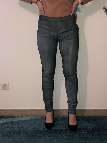Pantalon cuir agneau gris - agneau,