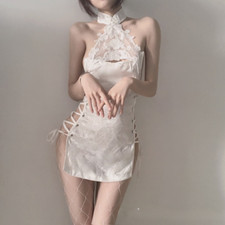 Femme Mini Qipao Robe Maille