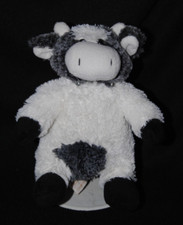 Peluche doudou vache RODADOU RODA blanc gris noir yeux durs 22 cm NEUF