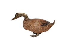 Statue Sculpture Canard Bois Bronze Vintage Décoration 