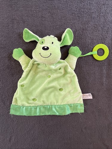 Doudou chien vert avec anneau - chien,