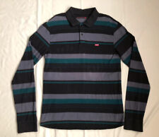 Polo Levi's Strauss & Co À Rayures Noir Gris Vert 100% Coton Taille L