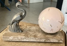 Lampe Veilleuse De Chevet régule Héron Socle Marbre Art déco