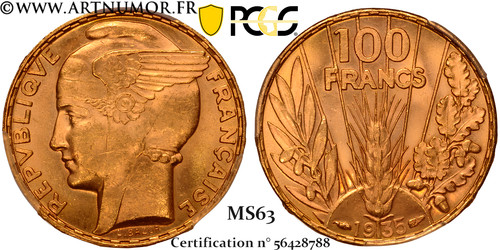 100 francs bazor 1935 - 100, or