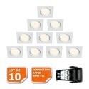 Lot de 10 Spot encastrable orientable LED carré GU10 230V équivalent 50W blanc n