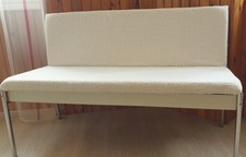 Banquette/banc - 2/3 places - avec coffre - Tissu blanc molletonné, pied chromé