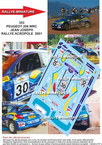 Decals ref 0353 peugeot - 1/43,