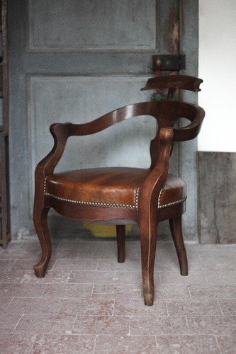 Fauteuil barbier bois et - fauteuil, de