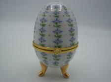 Objet Décoratif Vintage- Oeuf en Porcelaine sur Pieds Style Fabergé- Collection