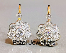 2CT Ancien Simulé Cluster Diamant Mariage Boucles 14K or Jaune Plaqué