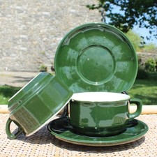 Set 2 tasses à chocolat + soucoupes bistrot vertes ø 10 cm