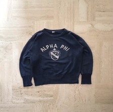 Vintage Small Champion 50s Sportswear Sweatshirt Alpha Phi Usa Flocked Boxy Fit