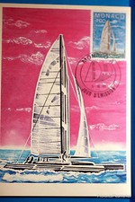Yt 1488 VOILIER CATAMARAN     MONACO  CARTE MAXIMUM 1° JOUR FCP