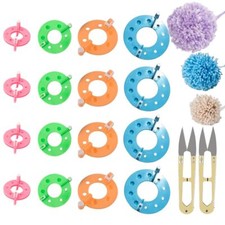 Kit pour Faire des Pompons en Laine 16 Pièces Pompons à Tricoter Pompom Maker...