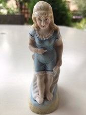 Joli biscuit ancien , Baigneuse Années 30 , Art Déco Salle De Bains , Vers 1930