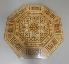 Ancienne boîte coffret bois marqueté octogonal intérieur rouge bijoux trésor